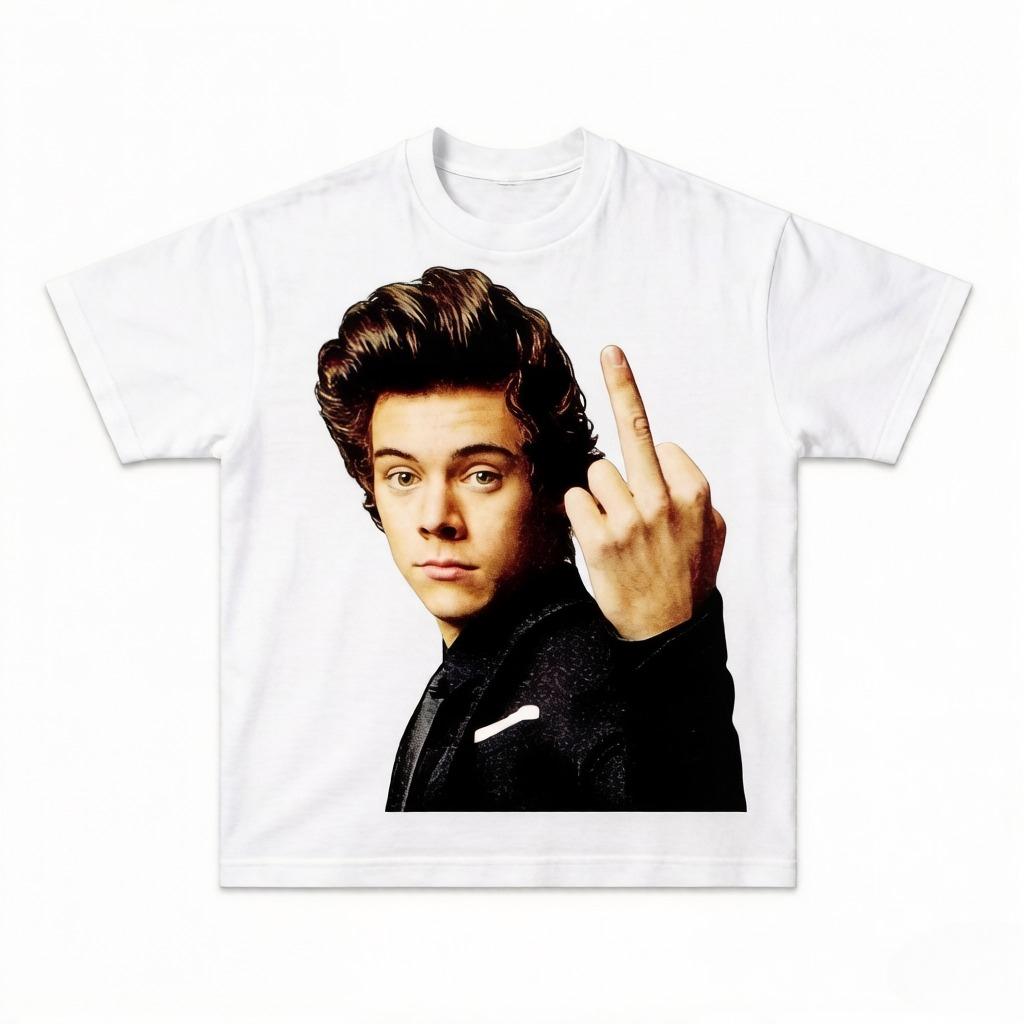 Harry Styles Gesture Pattern Printed Tshirt A Fan Gift for Hiphop Casual Cotton Streetwear