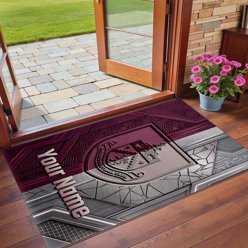 Crystal Velvet Rug Custom Name Text, Soft Non Slip Floor Mat Home DecorBurnley Football