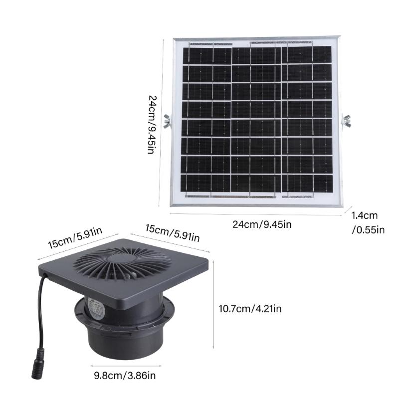 8W Solar Panel Operated 4 Inch Ventilation Fan For Outdoor Shed Pet House Air Quiet Motor