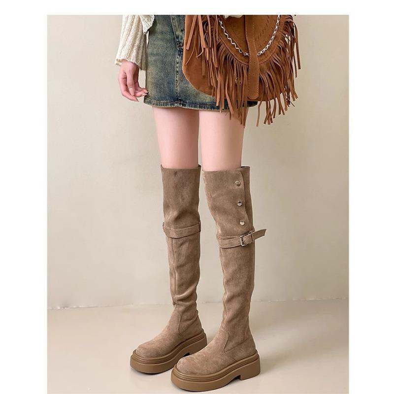 Retro autumn and winter trend two wear fold-over thick-soled western boots thick heel knee boots knight boots
