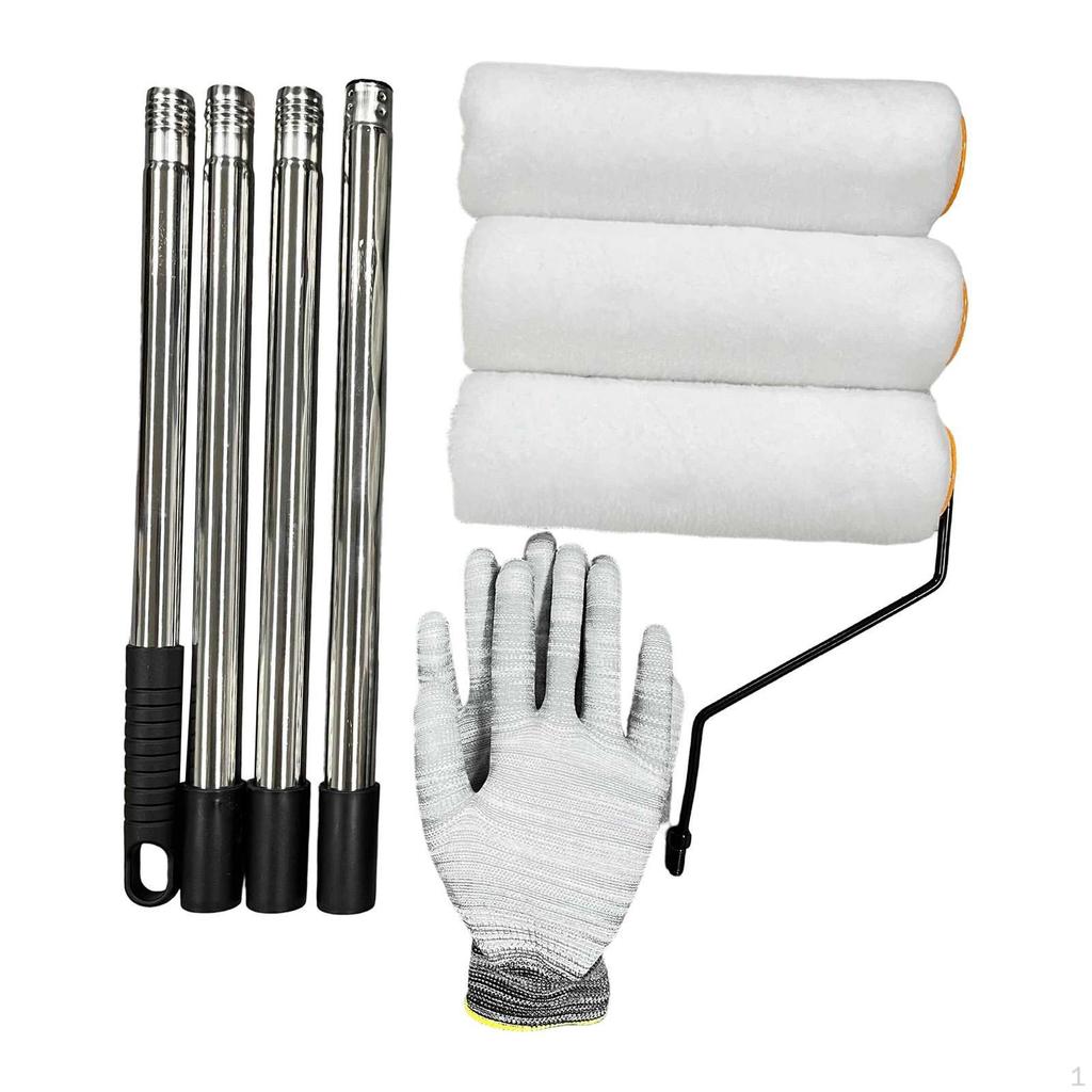 Kit Rullo Pittura Asta di Estensione Telaio Liscia con Coperture Strumento per Pittura Pareti
