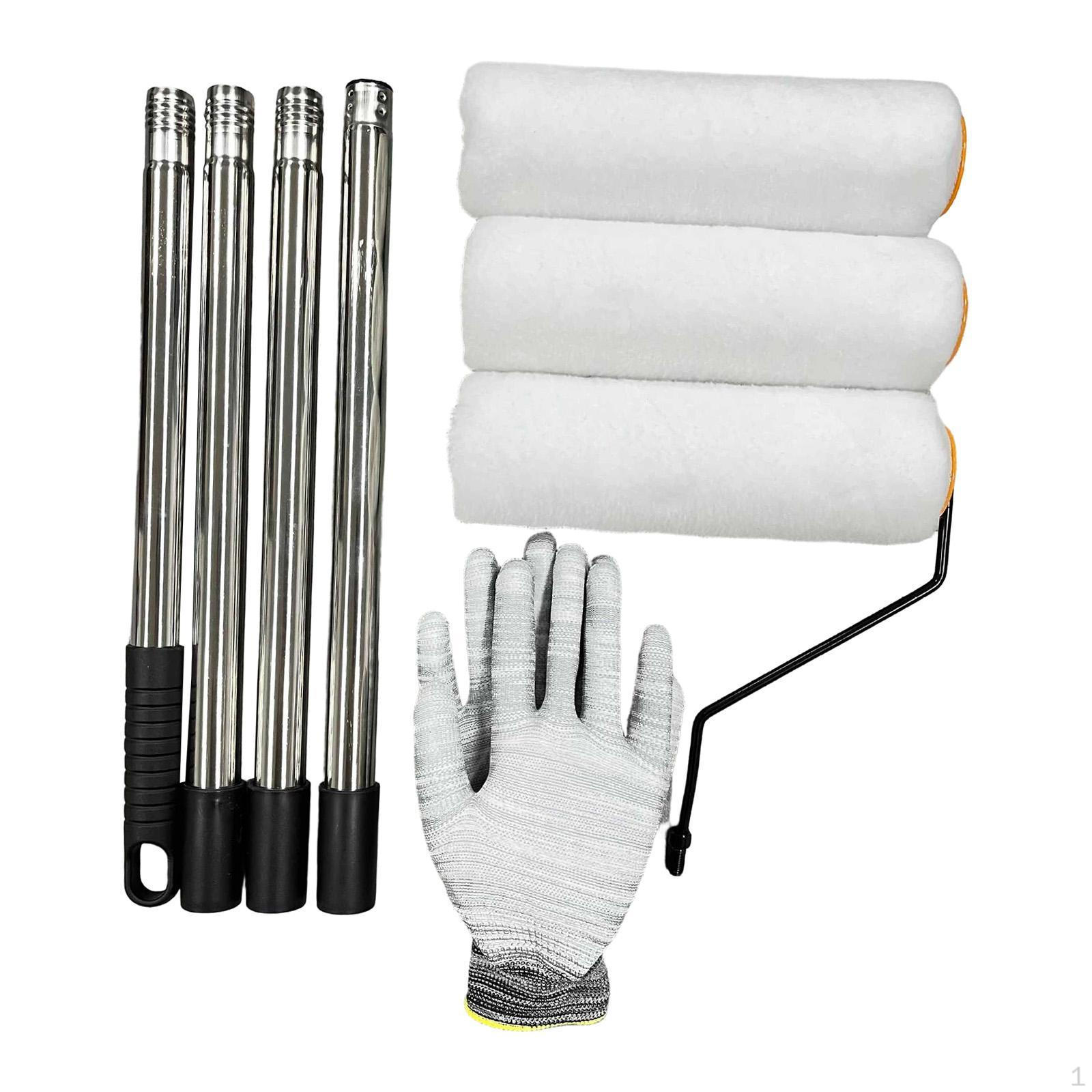 

Paint Roller Kit Extension Pole Smooth Rolling Frame with Covers Walls Painting Tool 4 Segments