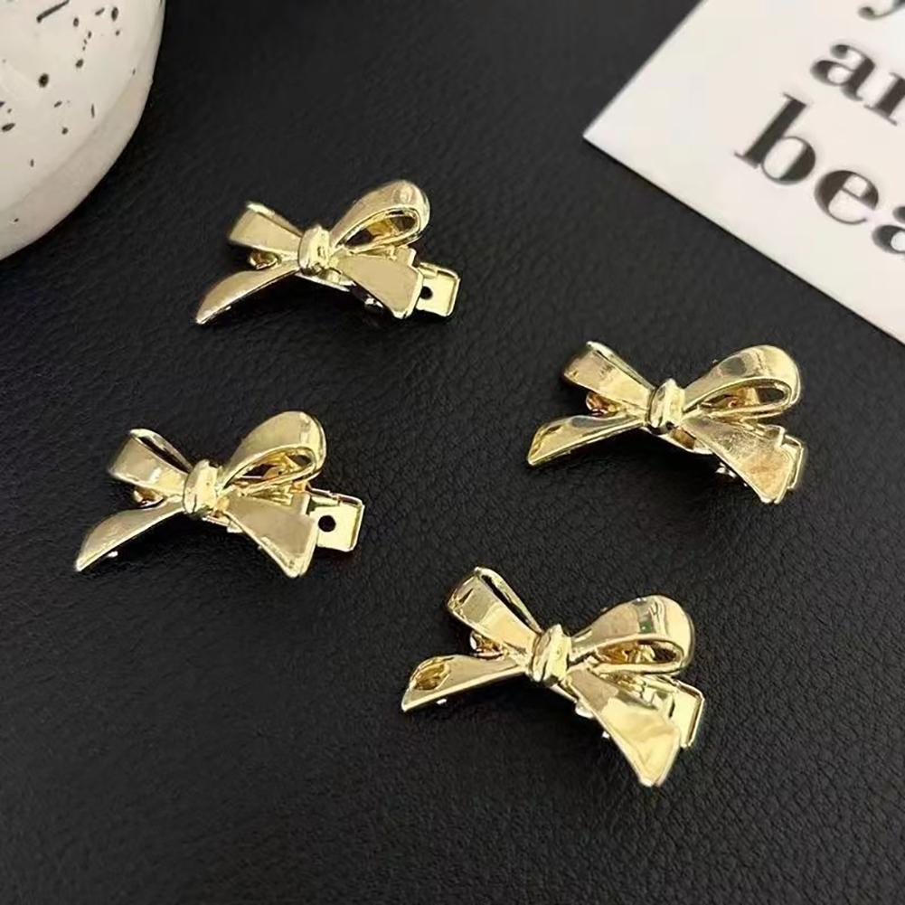 1/2/4Pcs Elegant Cute Golden Silver Bow Hairpins Mini Fashion Hair Clip Women Daily Hair Decor Ornaments