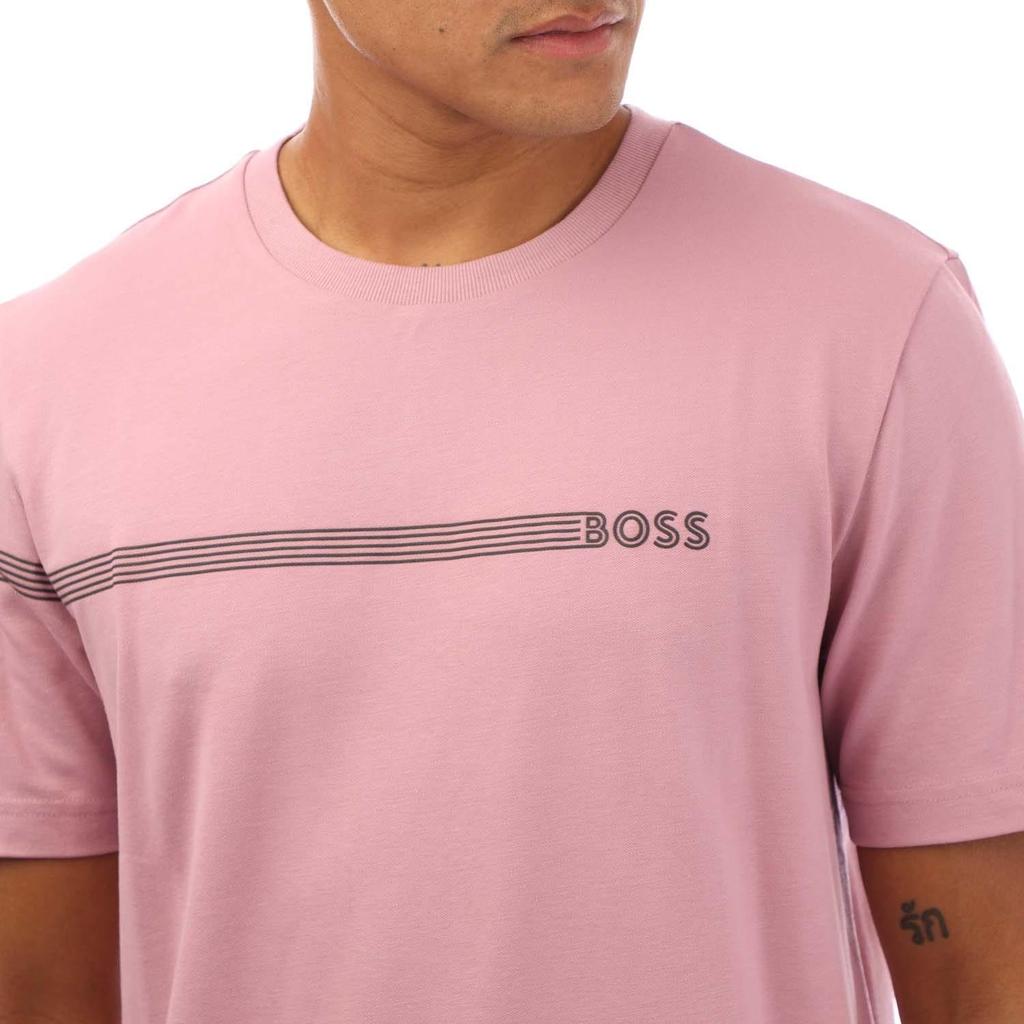 Boss Mens Stripe Logo T-Shirt