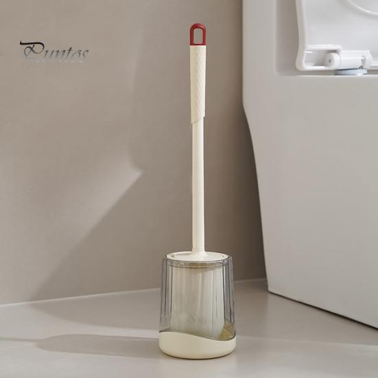 Cepillo de Inodoro con Soporte Plástico Cepillos de Inodoro de Baño Cabezal de Cepillo Fino Mango Extendido Montable en Pared Cepillo para Taza de Inodoro