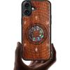 Carveit Magnetic Case for iPhone 16 Plus Case, Wood Artisan Engraved & Handmade Shell Inlaid, TPU Shockproof Cover, Compatible with MagSafe Wireless