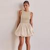 New European and American women's clothing sleeveless pleated bud skirt backless short dress spring and summer