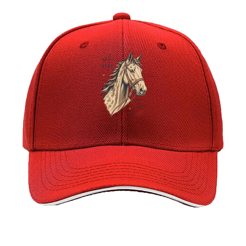 Rustic Galloping Horse Head Emblem Sandwich Baseball Cap Sun Cap Outdoor Workouts Hat