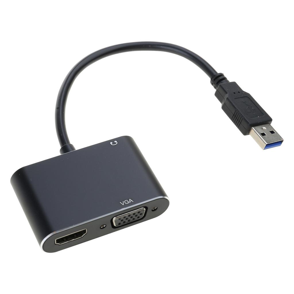 USB 3.0 to HDMI VGA Adapter USB Type C to Dual VGA HDMI Splitter Converter for Windows 11/10/8/7/Mac OS
