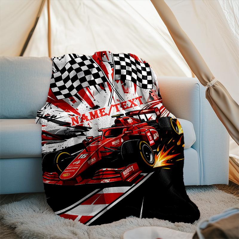 1PC Custom Name Car Art Outdooor Flannel Blankets Throw Blanket All-Season Throw Gift Bedspread for Couch, Bed, Camping Holiday Birthda