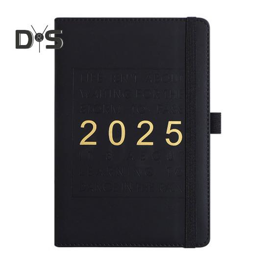 2025 Planner Notebook Weekly Monthly Faux Leather Hardcover Inspirational Quotes Monthly Overview Daily Blocks Elastic Closure A5 Planner