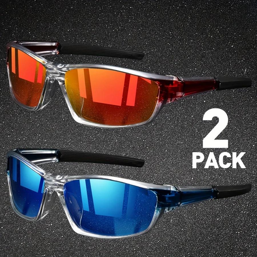 2pcs Sports Polarized Sunglasses for Men Lightweight Night Vision Male Shades Cycling Driving Fishing Fashion Mirror Sunglasses