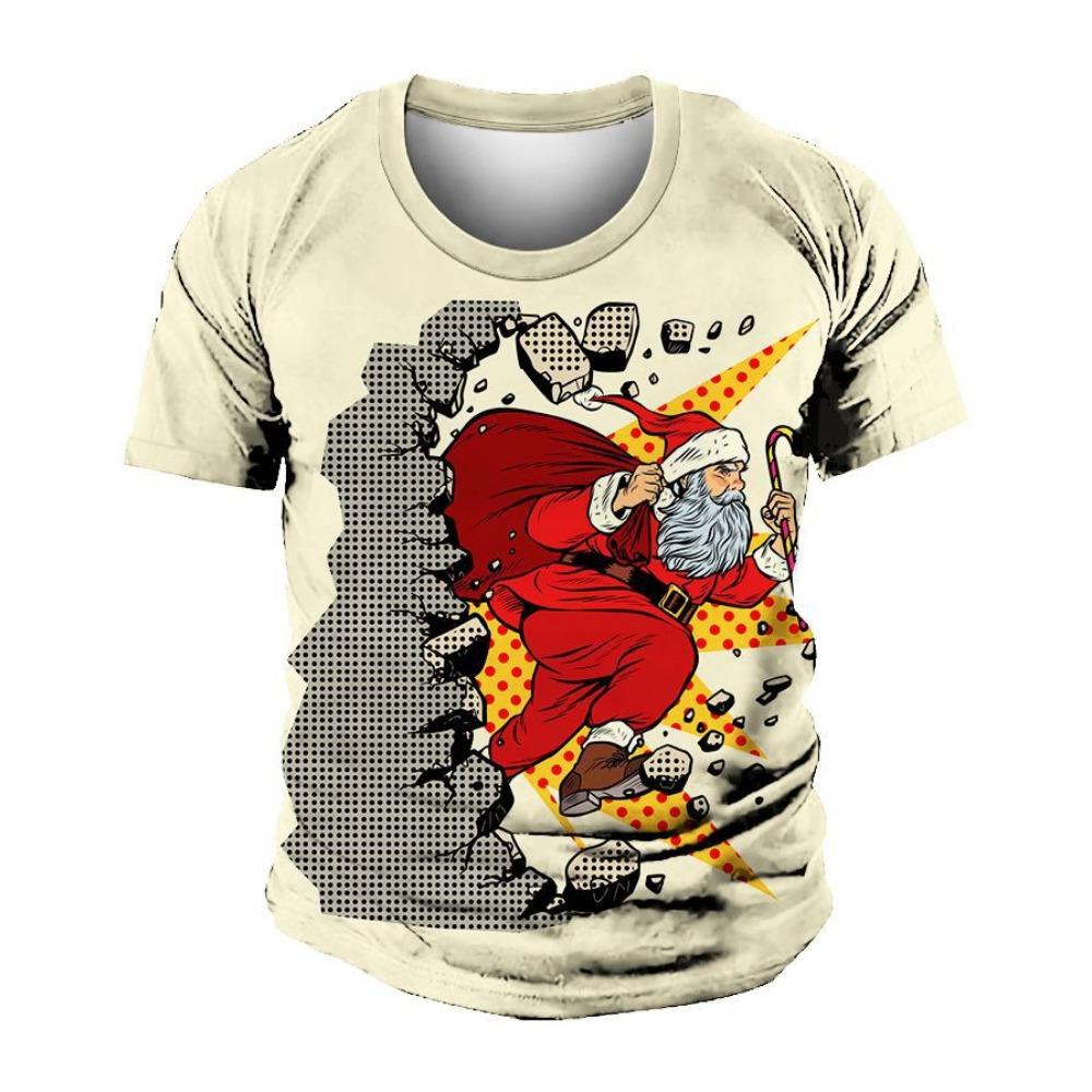 

Рождественская серия 3D цифровая печать мужская уличная трендовая футболка с круглым вырезом и коротким рукавом XS