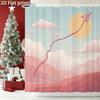 1pc Pink Pastel Style Kite Sun Clouds 2D Flat Printed Shower Curtain | Polyester Fabric, Includes Hook, 180.34x180.34 Cm, Suit