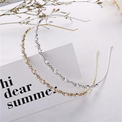 Accessories Ornament Women Crystal Rhinestone Haiband Hair Hoop Pearl Wave Headband Wedding Party