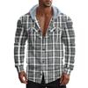 American Retro Plaid Shirt Men'S Autumn And Winter Hooded Flannel Jacquard Shirt Casual Jacket Men