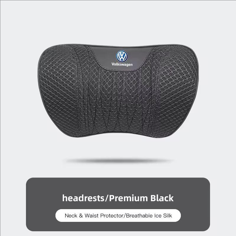 Car Neck Pillow Seat Cover Lumbar Support Headrest For VW GTI Polo T5 Passat Golf Tiguan Jetta CC T-ROC Scirocco Beetle Hub Cap