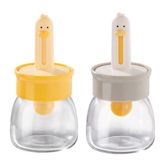 Seasoning Jar Glass Spice Dispenser Quantitative Countertop Kitchen Canister Sugar Bowl Condiment Bottle with Telescopic Spoon