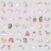 50 Sheets of Pink Unicorn Graffiti Stickers, Cute Stationery Stickers, Water Cup and Computer Waterproof Decorative Stickers