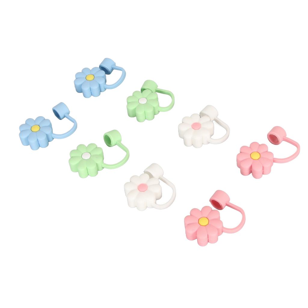 8Pcs Straw Covers Dustproof Decorative Portable Odorless Reusable Silicone Straw Toppers for Party Shopping Home