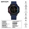 SANDA Unisex Luminous Waterproof Thin Large Screen Multifunction Electronic Wristwatch