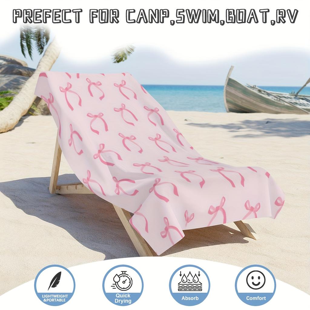 Rosa Schleife Badebecken Strandtuch - Superweiches saugfähiges Handtuch Perfektes Geschenk für weibliche Freunde