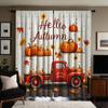 2 szt. HD Święto Plonów Ciężarówka z Dyniami dekoracja krajobrazowa zasłona Żółty krawat zasłona z nadrukiem cyfrowym Styl dekoracji domu