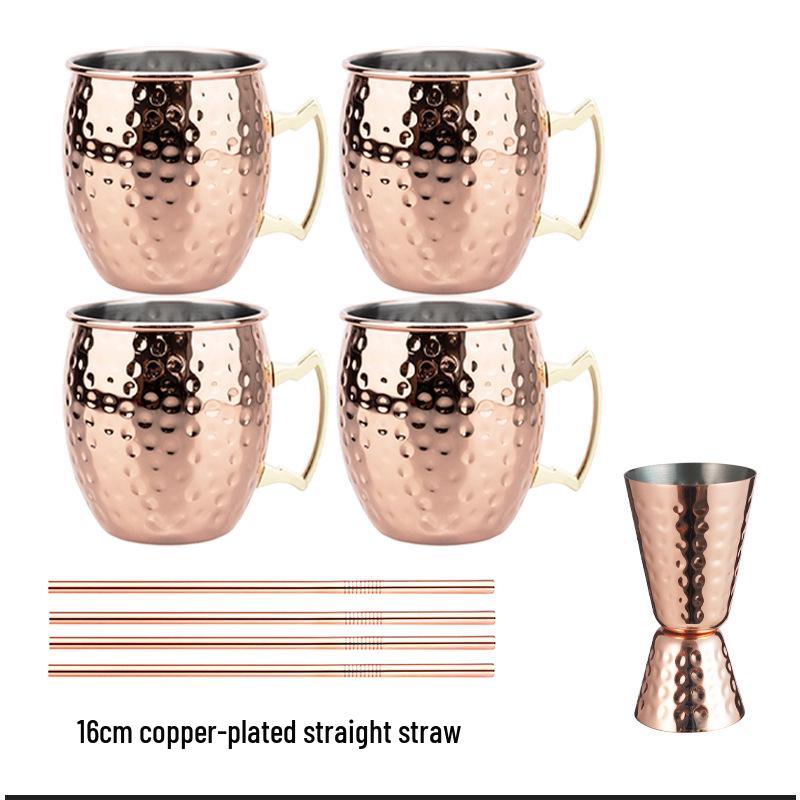 Stainless Steel Moscow Mule Cocktail Set – Hammered Design Bar Glassware