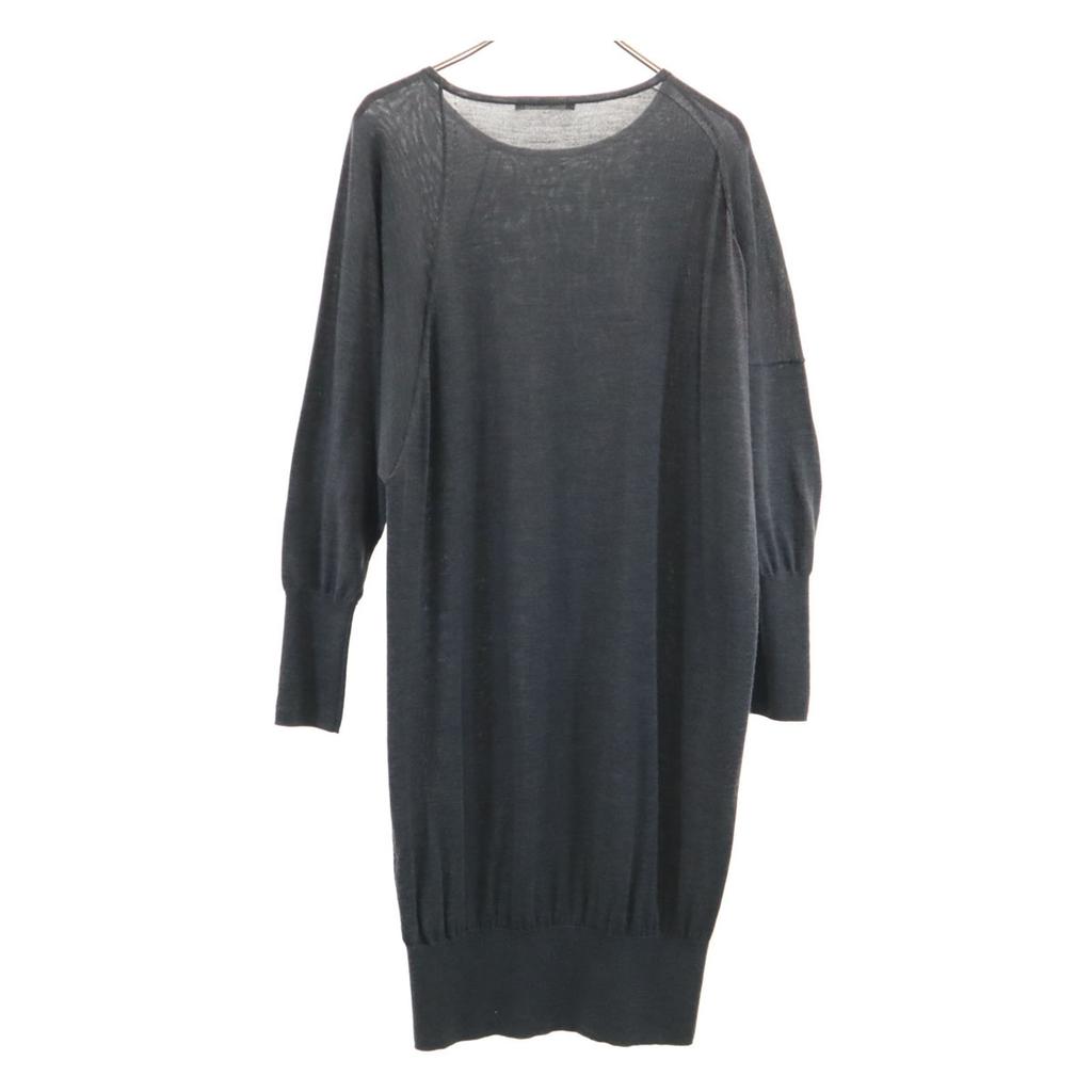 PLAIN PEOPLE 100% Wolle Langarm Strick Langes Kleid 3 grau Damen Gebraucht
