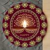 Metal Diwali Wall Art 2D Oil Lamp Flower Sign Pre-Drilled Hanging Plaque For Home Shop Classroom 7.87x7.87in