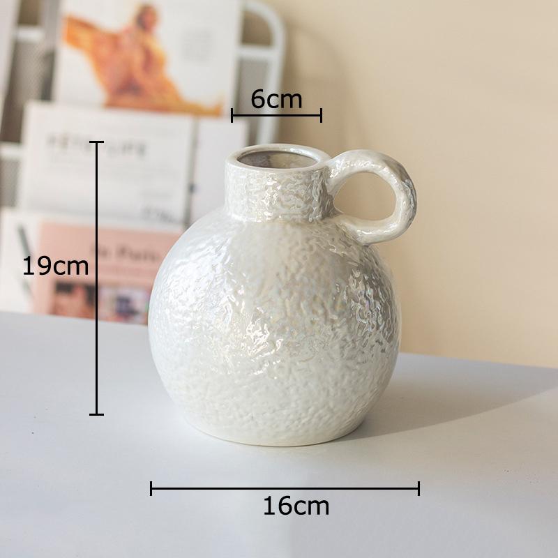 

Pearl Glazed Ceramic Vase Round Plant Pots Table Decoration Creative Flowers Arrangement Floral Vases Room Aesthetic Decor
