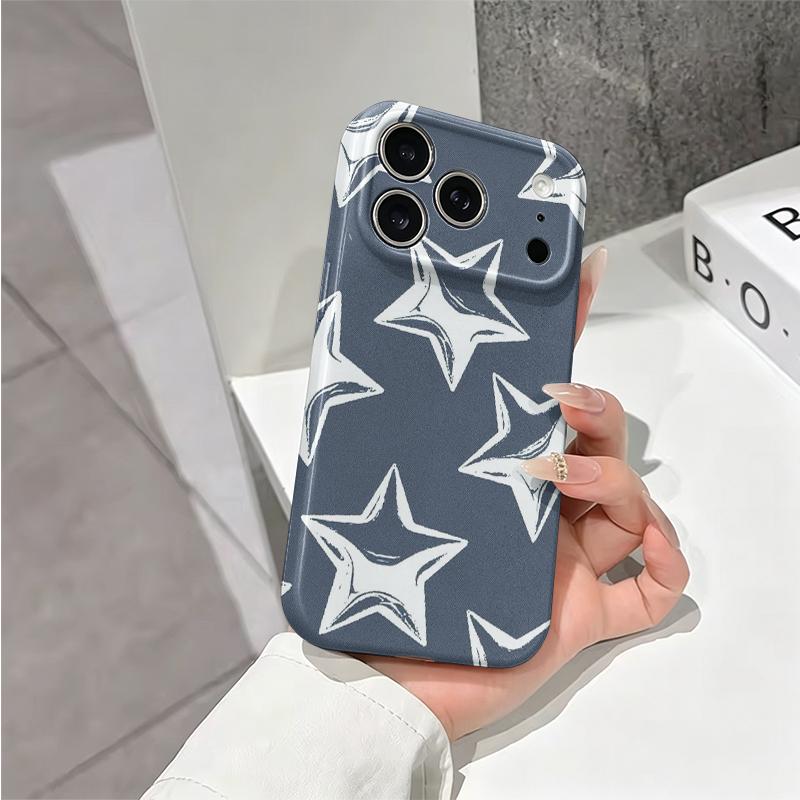 Sketchy Doodle Star Hand Drawn Gray Graphic Art Film Aesthetic Protective Shockproof Bumper Phone Case Cover For iPhone 14 15 16 Pro Max Plus