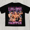 Leg Day Skipper Sarcastic Gym Meme T Shirt Funny Bodybuilder Flamingo Rat Edgy Humor Workout Casual Vintage