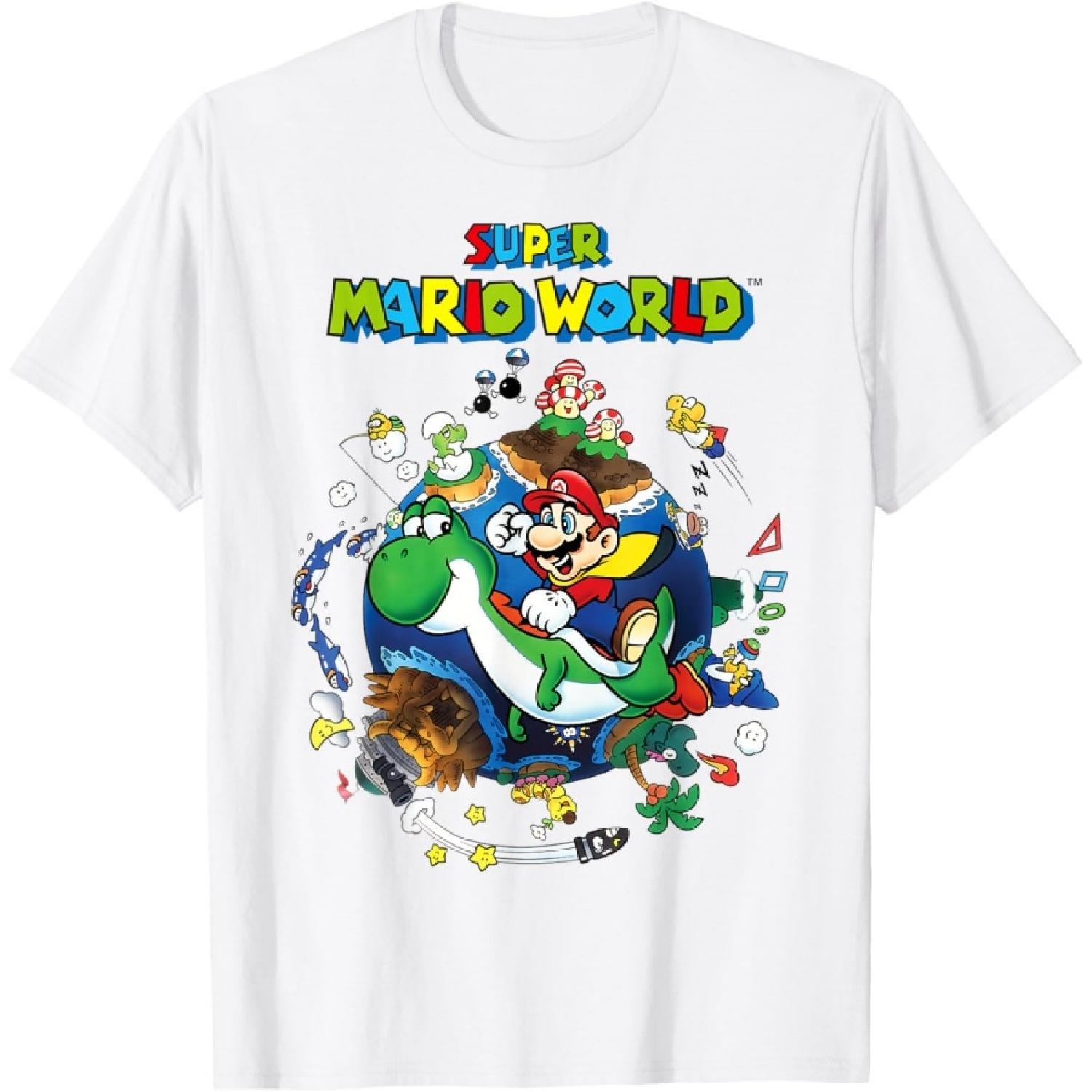 

Super Mario World Yoshi & Mario Around The World T-Shirt XXXXXL білий