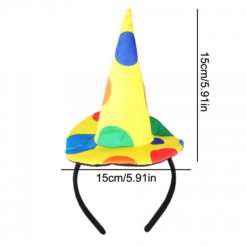 Colorful Clown Headdress Yellow Colored Dots Bow Headwear Circus Performance Props Funny Joker Hats Makeup Party Decorations