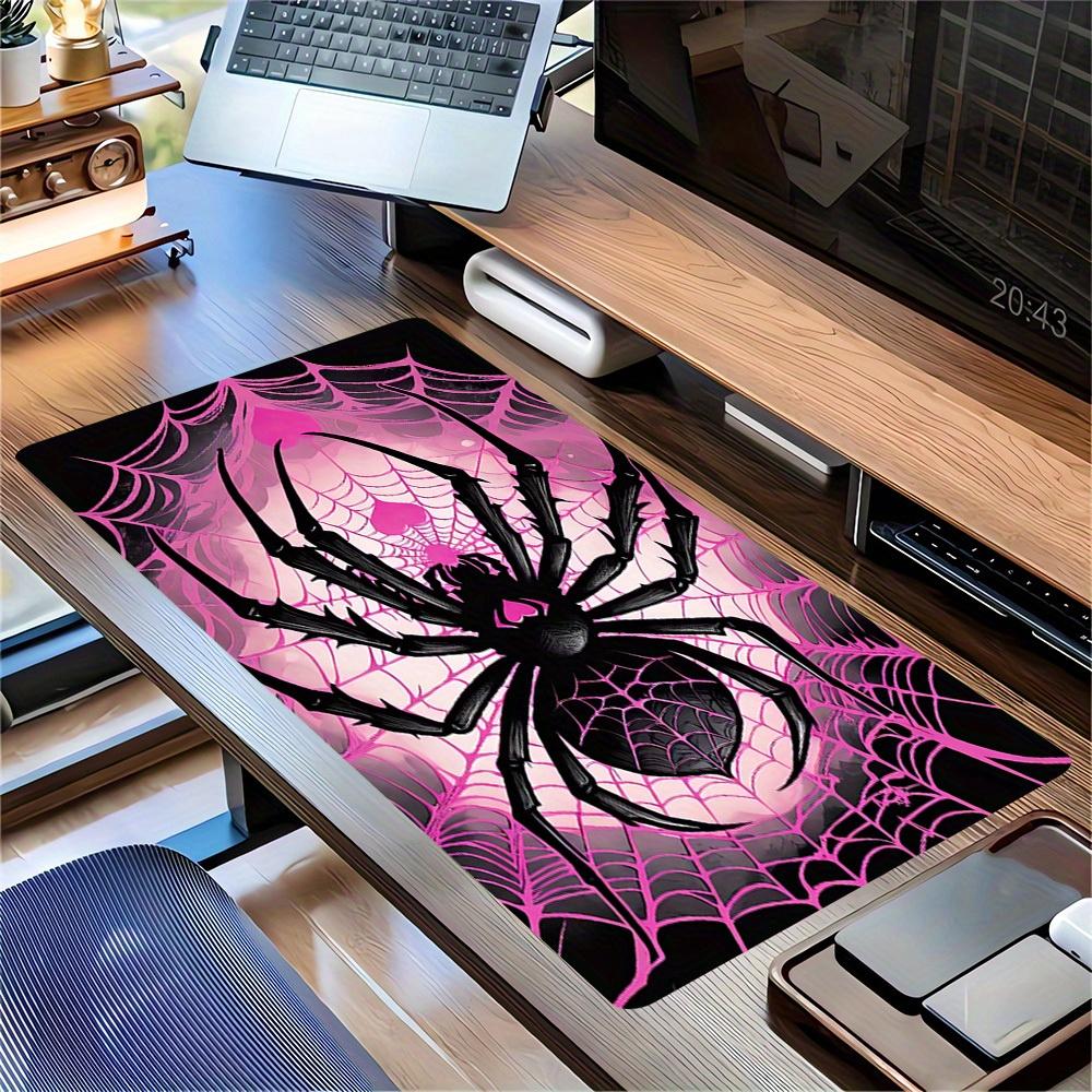 Tappetino per Tastiera Spider, Ragnatela, Mouse Pad Rosa, Bordo Cucito, Base in Gomma Antiscivolo, Multitaglia, per Scuola, Ufficio, Casa, Regalo per Amico
