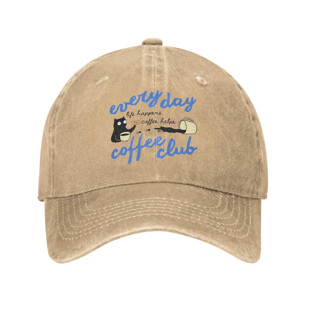 Gatos Amante del Café Gorra de Béisbol Vintage Desgastada Lavada Gorra Snapback para Unisex Mujeres Actividades al Aire Libre Gorras Ajustables Sombrero
