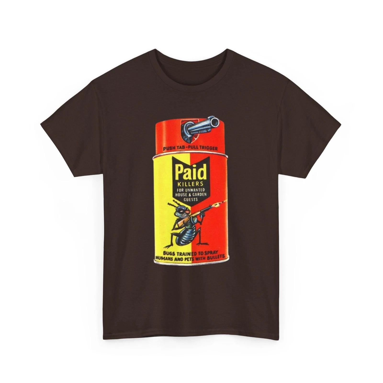 Wacky Packages Paid Killers Insecticide Can Printed T shirt Funny Raid Parody S