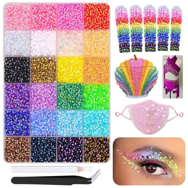 Fashion Art Rhinestones Set With 6 Different Styles Temperature Resistant Flat Back Items For Fabric Projects