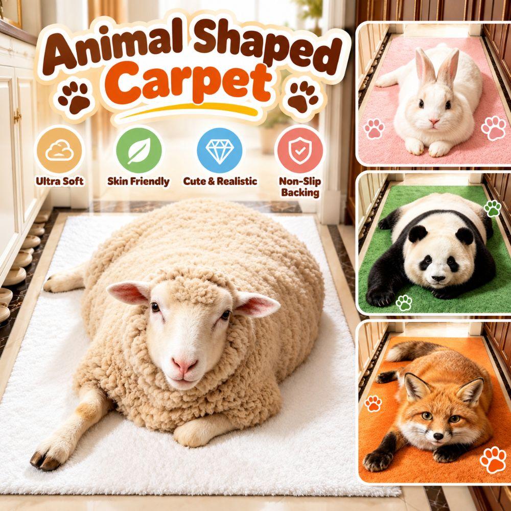 Pet Themed Animal Shaped Carpet 3D Printed Diatom Mud Mat Cat-Shaped Area Rug Home Floor Decor