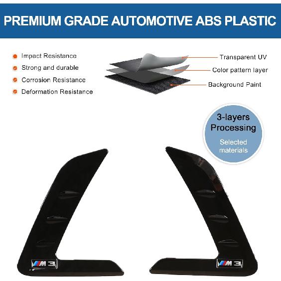 Front Fender Side Air Flow Fender Vent Cover Trim Compatible with BMW 3 Series G20 2020 2021,Side Wing Air Vent Hood Intake Fender Cover Trim