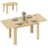 Extendable Dining Table 140-180 Cm Modern Style Rectangular for 6-8 People for Living Room Natural Wood