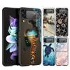 Ocean Coastal Seashell Seaweed Pattern Hard PC Phone Case For Samsung Galaxy Z Flip 7 6 5 4 Black For Galaxy Z Flip 3 Foldable