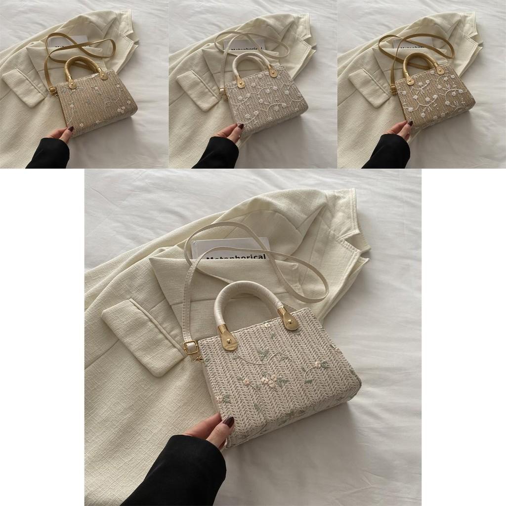 Trendy Street Style Womens Handcrafted Small Square Bag Soft Textured Woven Handbag