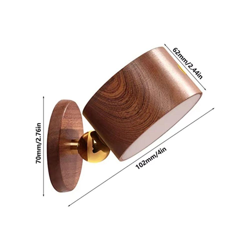 360° Rotating Wooden Wall Mounted Lamp Touch Control Dimmable LED Wall Sconce Double-sided Magnetic Mountin