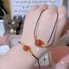 Human Acacia Bean Red Agate Necklace Bracelet Male And Female Couples Round Bead Clavicle Handmade Woven Rope