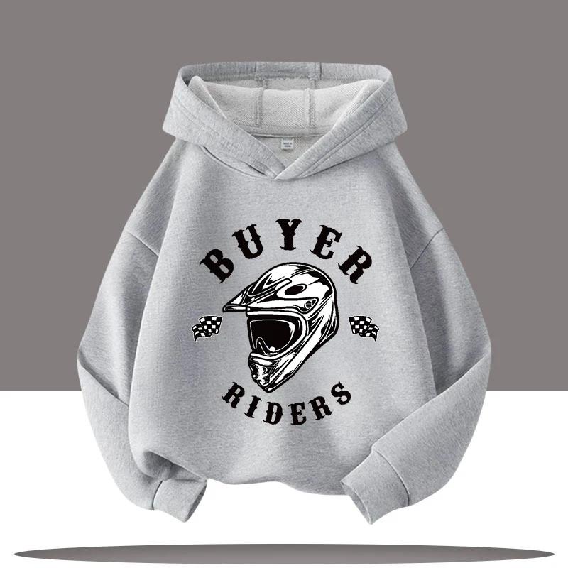New Hip-hop Style Retro Car Cartoon Printed Children's Hooded Sweatshirt, Autumn and Winter Casual Top, Comfortable Clothing