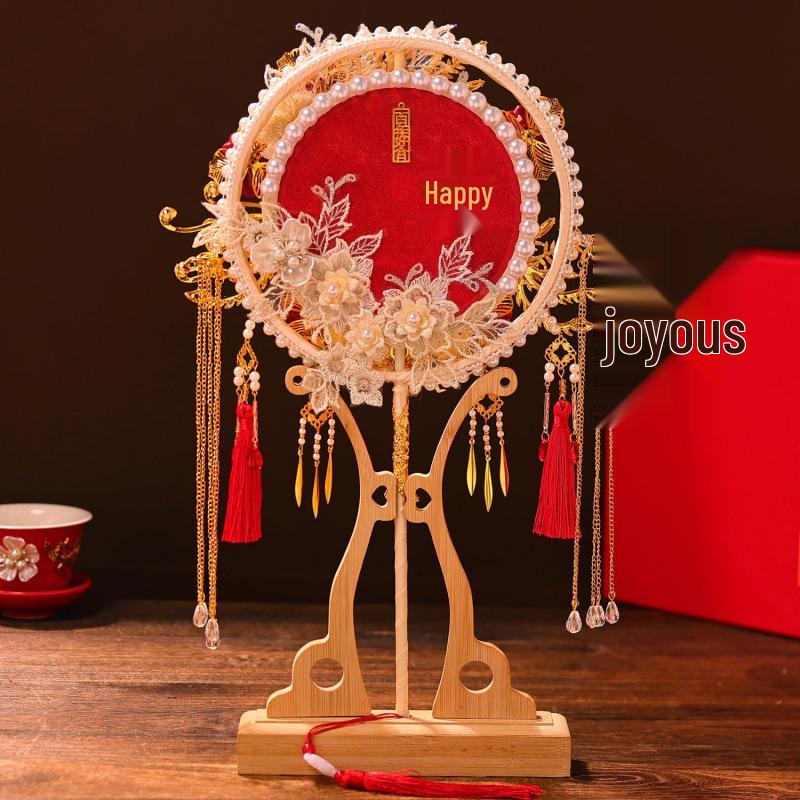 Elegant Double-Sided Bridal Wedding Fan Kit - Two-Color Xiuhe Design