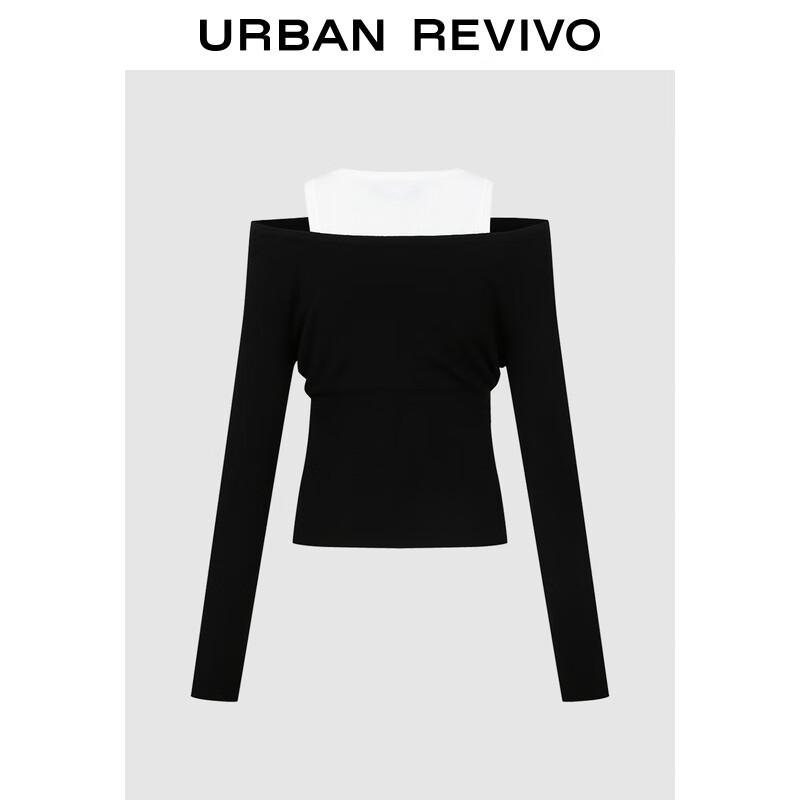 

UR 2025 Зимняя футболка с длинным рукавом, имитация двух частей, колор-блок L