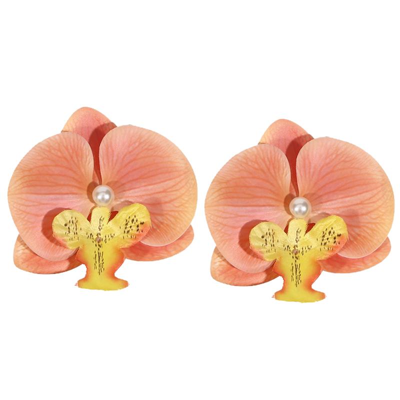 Hair Accessories 1/2pcs Flower Hair Clip Hair Ornament Pink Orchid Orchid Hairpin Side Barrettes Headdress Bohemia Barrettes NEW